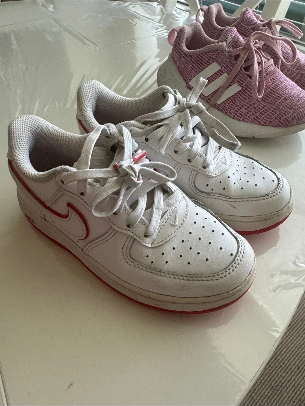 Bundle White and Pink Sneakers Nike and Adidas size 12 toddler girl